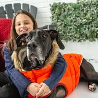 Парка палто за кучиња миленичиња ложа со аспиратор - технологија за еластофит, ветерно, водоотпорен зимски палто за мали, средни, големи кучиња - портокалова 3XL