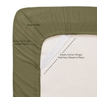 Слатка домашна колекција серија за кревети - Дополнителен мек микрофибер длабок џеб -лист сет - маслиново, полн