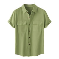 Пимфилм Машки Блузи И Блузи Машки Големи И Високи Бесплатни Долги Ракави Кошула Зелена 3Х-Голема
