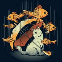Ден Во Животот На Мачката Златна Риба На Дожд Момчиња Темносина Графичка Маичка-Дизајн Од Луѓе М