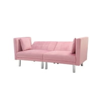 Aukfa Futon Couch, Sleeper Sofa кревет, кадифено тросед собра за кабриолет софа со перници, розова