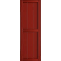 Ekena Millwork 1 8 W 36 H TRUE FIT PVC, три табли врамени одбор-n-batten ролетни, пожарна црвена боја