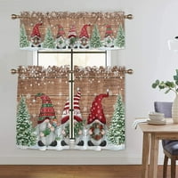 Божиќ Кујна Валанс Божиќ Кафе Ниво Марама Слот Врвот Краток Прозорец Завеса Прачка Џеб Половина Прозорец Завеси Завеса Панел