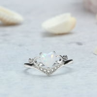 кеусн моден прстен во облик на срце нов накит срце шарен скапоцен камен дама накит љубовен прстен в