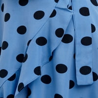 Cooper ST jенски пол -точка со долг ракав Фрил миди фустан со ритли од шутница