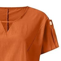 Фустани ЗА Жени ХИМИВЕЈ Жените Секојдневен Мода В-Вратот Лабава Краток Ракав Копче Џеб Портокал М