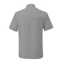 машки кошули краток ракав машки превртување јака кратки ракави вез работ цврст памук лен летна кошула блуза