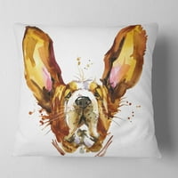 DesignArt Смешно кафеаво кучиња басет - перница за фрлање животни - 18x18
