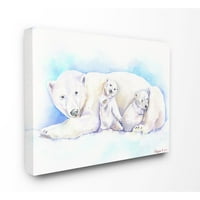 СТУПЕЛ ИНДУСТРИИ ПОЛАРНА мечка семејство животно сина акварел сликарство платно wallидна уметност од Georgeорџ Дијахенко