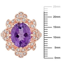Miabellaенски женски КТ овален-секоен аметист и КТ-тркалезен дијамант 14KT розово злато цветниот прстен