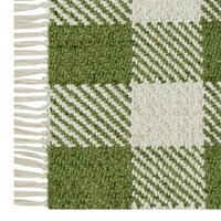 Главни тепачки ткаени празнични акцент килим зелена проверка на карирана 20 x34 - Зелена бела боја
