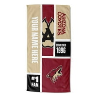 Arizona Coyotes NHL Colorblock Персонализирана крпа за плажа, 30 60