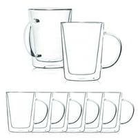 Javafly двојни wallидни чаши за стакло, сет на чисти чаши за кафе, боросиликатно стакло, Оз