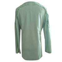 Блузи На вратот на екипажот Слободно Време Цврсти Врвови Мода Со Долги Ракави За Жени Зелени