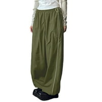 Женски Панталони Плус Големина Касуа Еластична Половината Џеб Панталони За Жени На Дозвола Широки Фармерки Зелена М