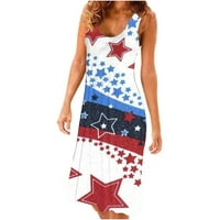 Фустани со американско Знаме За Жени Миди Фустан Со Резервоар За Плажа Секојдневен Фустан За Прикривање 4 јули Печатење Мини