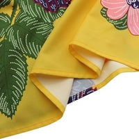 вендунид летни фустани за жени Жени Боемско Здолниште Со Цветен Принт Џеб За Плажа Со Висок Струк Долго Макси Здолниште Жолто