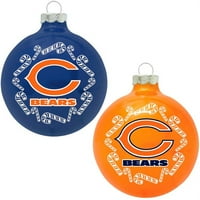 Topperscot NFL Chicago Bears Home and Away Glass Ornaments сет, сет од 2