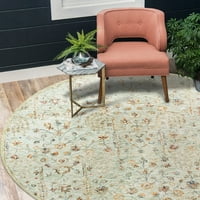 Дома Вијан Блит Грин Таупе Гроздобер цветна волна тркалезна килим, 8'6 круг