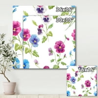 Сини и розови цвеќиња со панзии II сликарство платно уметничко печатење