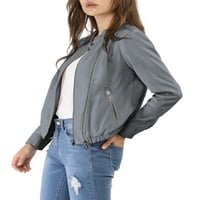 Единствени поволни цени за женски обичен поштенски патент со долга ракав лесен мото -јакна