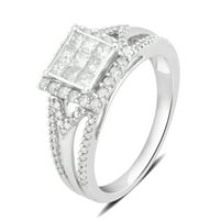 Carat T.W Diamond Cluster 10k прстен за ангажман на бело злато