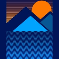 Океан Линија Уметност Јуниори Кралската Сина Графичка Маичка-Дизајн Од Страна На Луѓето