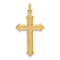 Primal Gold Karat Yellow Gold Polished and Textured Passion Cross Pendant со ланец