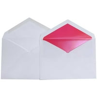 Комплети за свадбени пликови, бели со топли розови обложени коверти, од внатрешни и надворешни коверти