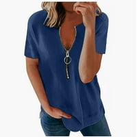 Женски Блузи Клиренс Женска Мода Обични Копчиња Со Кратки Ракави Удобни Блузи Со Цврста Боја Блуза