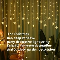 LED Приклучок Снегулка Завеса Светла 13ft Божиќ Светла Прозорец Спална Соба Декоративна Атмосфера Стринг Светла